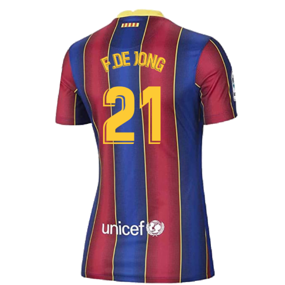 Barcelona 2020-21 Home Shirt (Womens) (Large 16-18) (Excellent) (F.DE JONG 21)_1