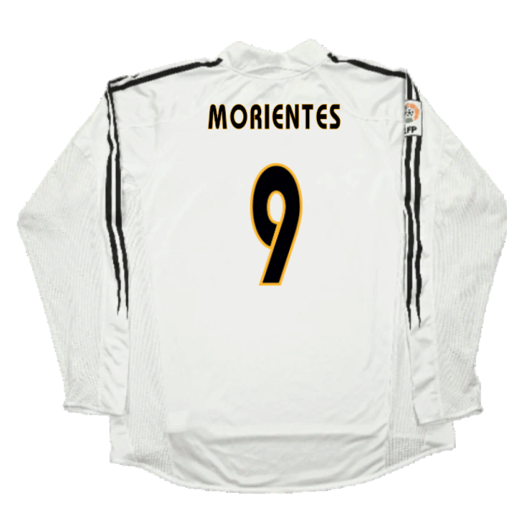 Real Madrid 2003-04 Home Long Sleeve Shirt (M) (Mint) (Morientes 9