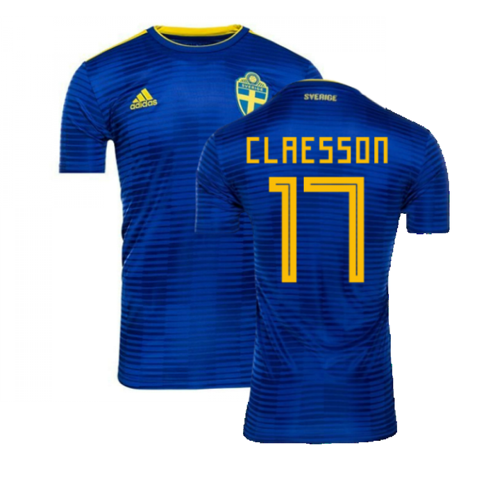 2018-2019 Sweden Away Adidas Football Shirt ((Excellent) S) (Claesson 17)_0