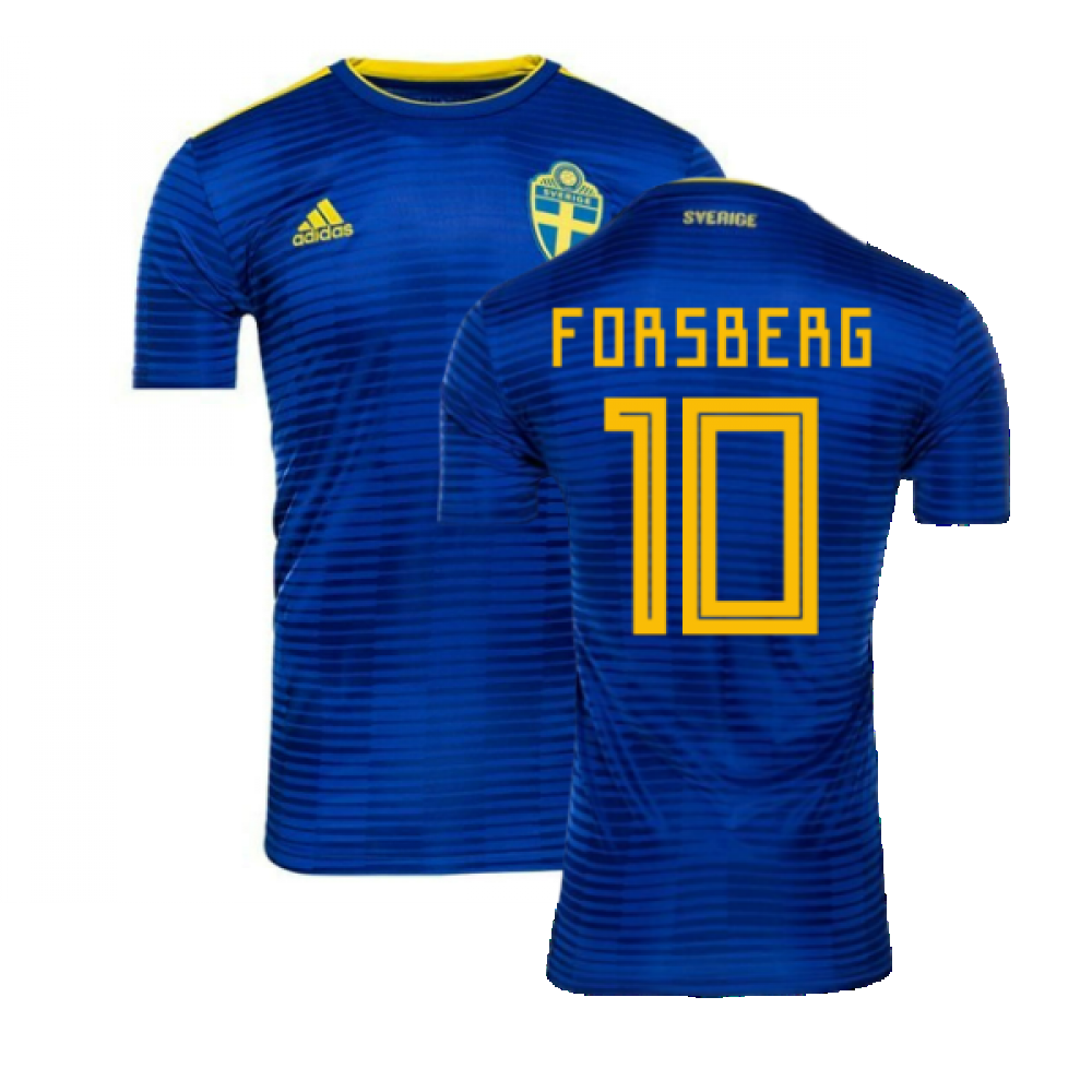 2018-2019 Sweden Away Adidas Football Shirt ((Excellent) S) (Forsberg 10)_0