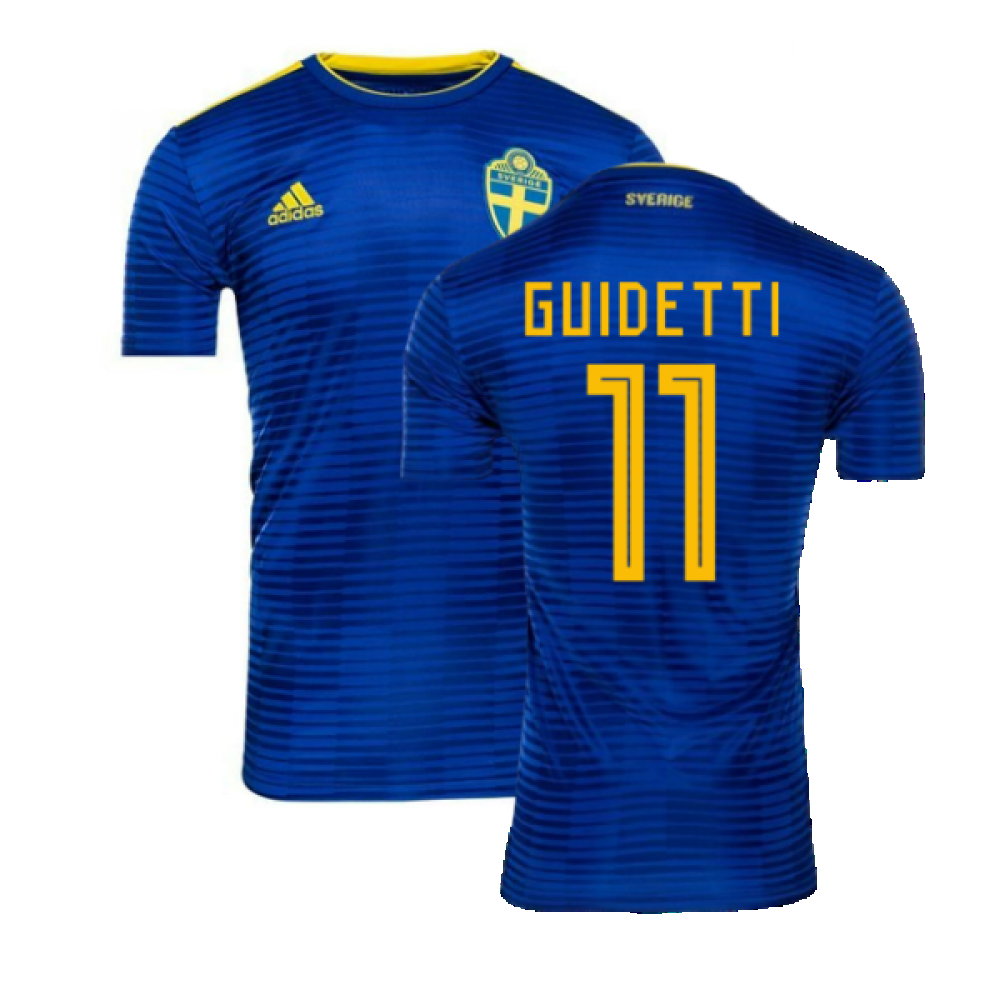 2018-2019 Sweden Away Adidas Football Shirt ((Excellent) S) (Guidetti 11)_0