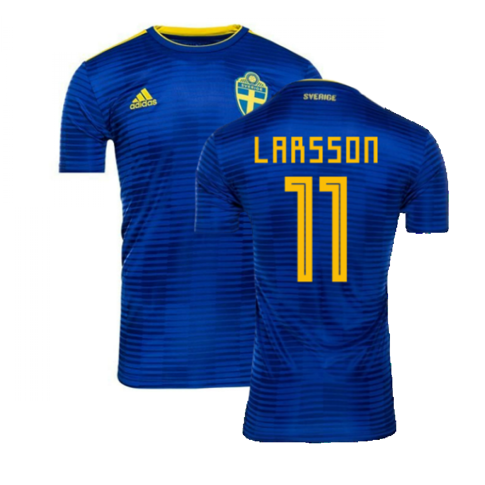 2018-2019 Sweden Away Adidas Football Shirt ((Excellent) S) (Larsson 11)_0