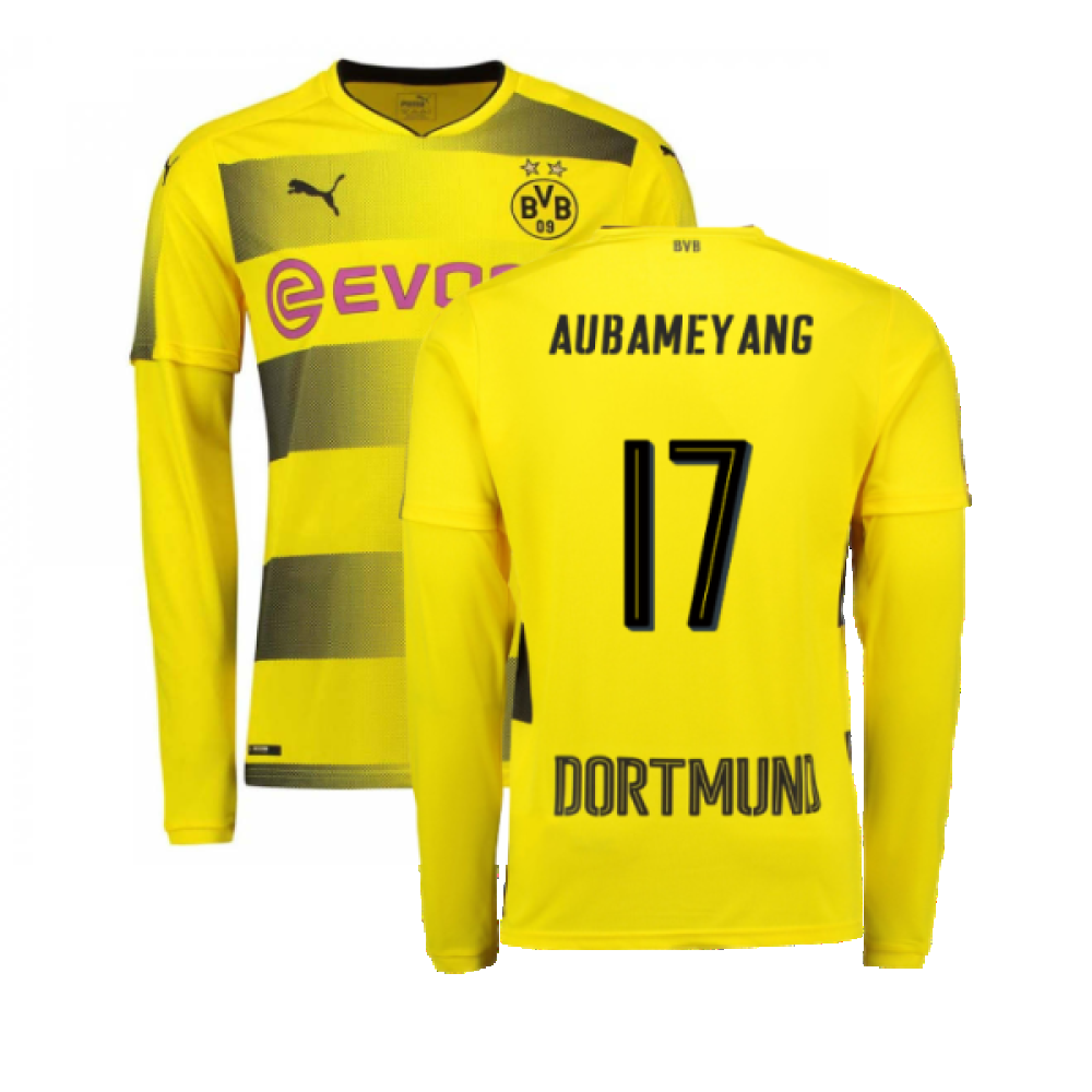 Borussia Dortmund 2017-18 Long Sleeve Home Shirt (S) (Excellent) (Aubameyang 17)_0