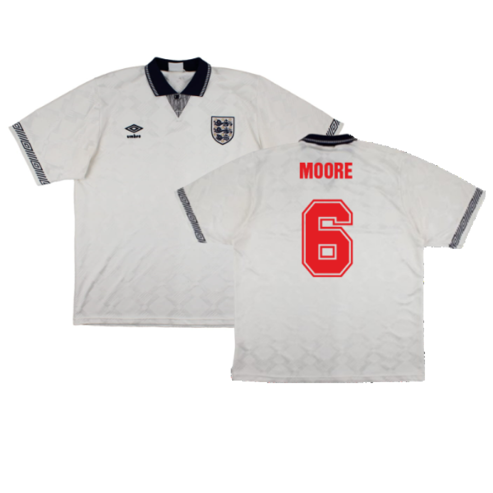 England 1990-92 Home Shirt (XL) (Good) (Moore 6)_0