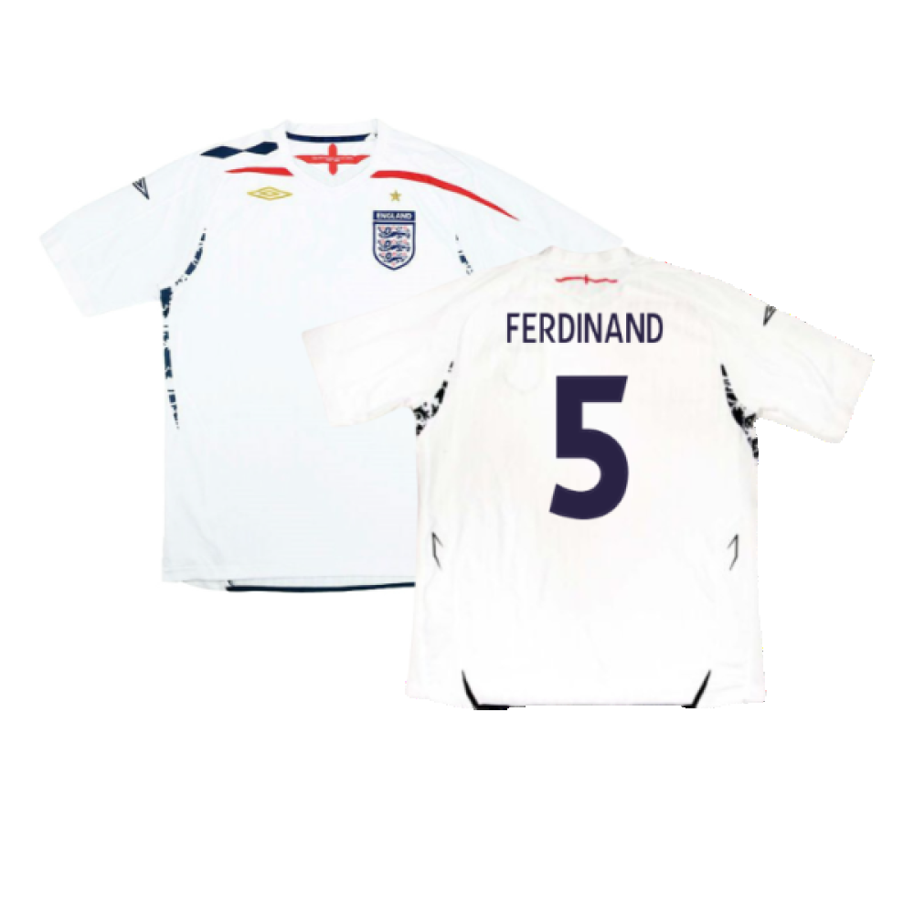England 2007-09 Home Shirt (XL) (Excellent) (FERDINAND 5)_0