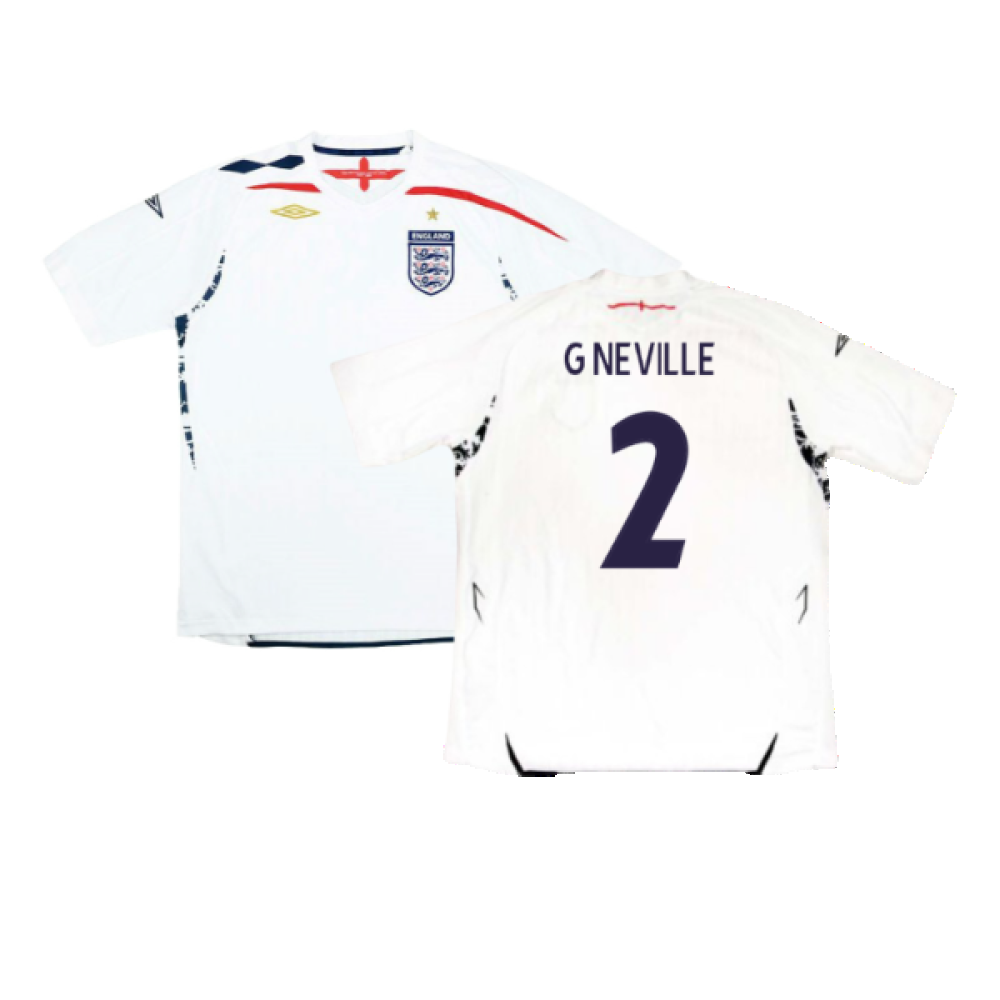 England 2007-09 Home Shirt (XL) (Excellent) (G NEVILLE 2)_0
