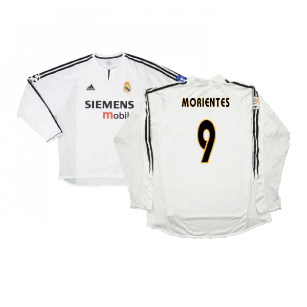 Real Madrid 2003-04 Home Long Sleeve Shirt (M) (Mint) (Morientes 9