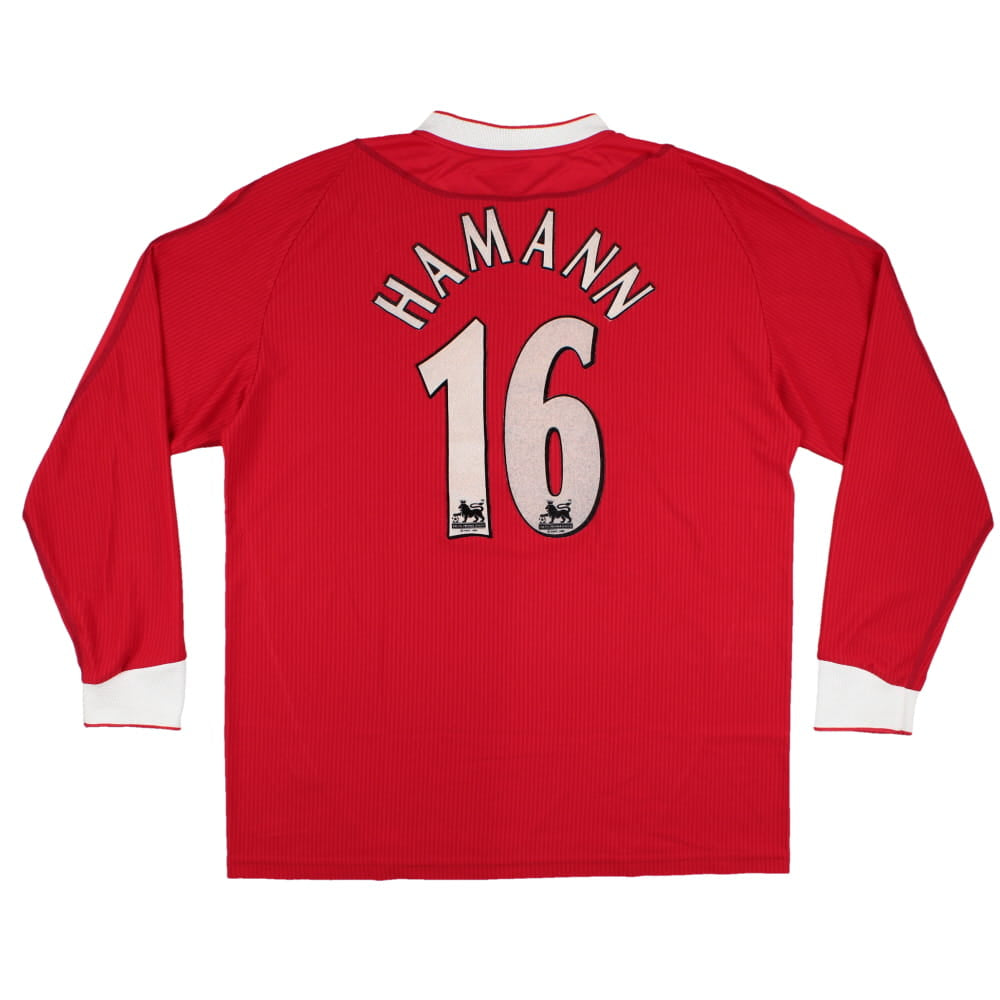 Liverpool 2002-04 Long Sleeve Home Shirt (L) Hamann #16 (Very Good)_0