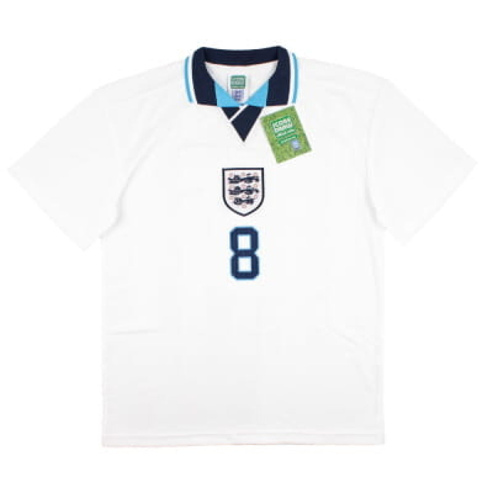 England 1996 Score Draw Home Shirt Gascoigne #8 (L) (Very Good)_1