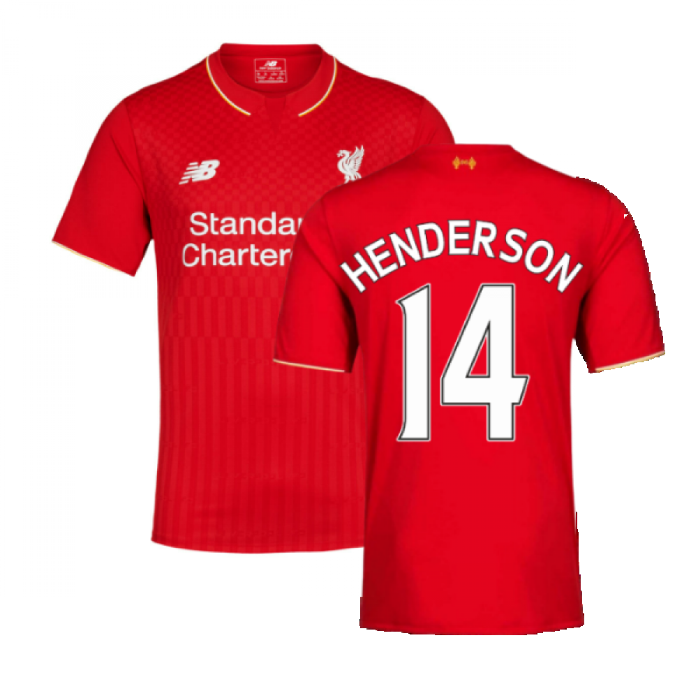 2015-2016 Liverpool Home Football Shirt ((Excellent) L) (Henderson 14)_0