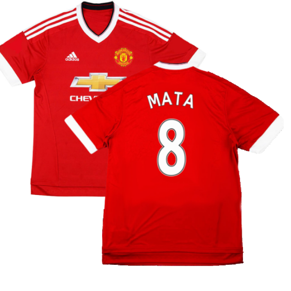 2015-2016 Man Utd Adidas Home Football Shirt ((Excellent) S) (Mata 8)