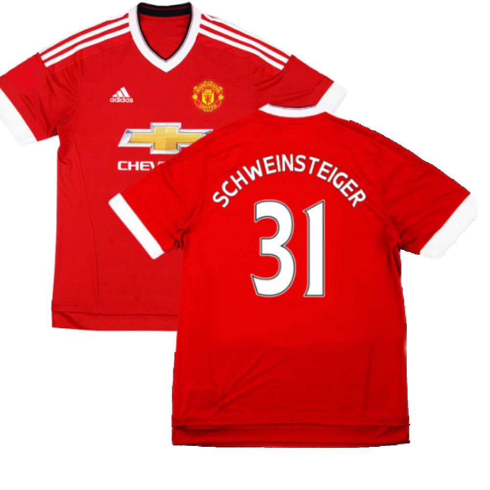2015-2016 Man Utd Adidas Home Football Shirt ((Excellent) S) (Schweinsteiger 31)