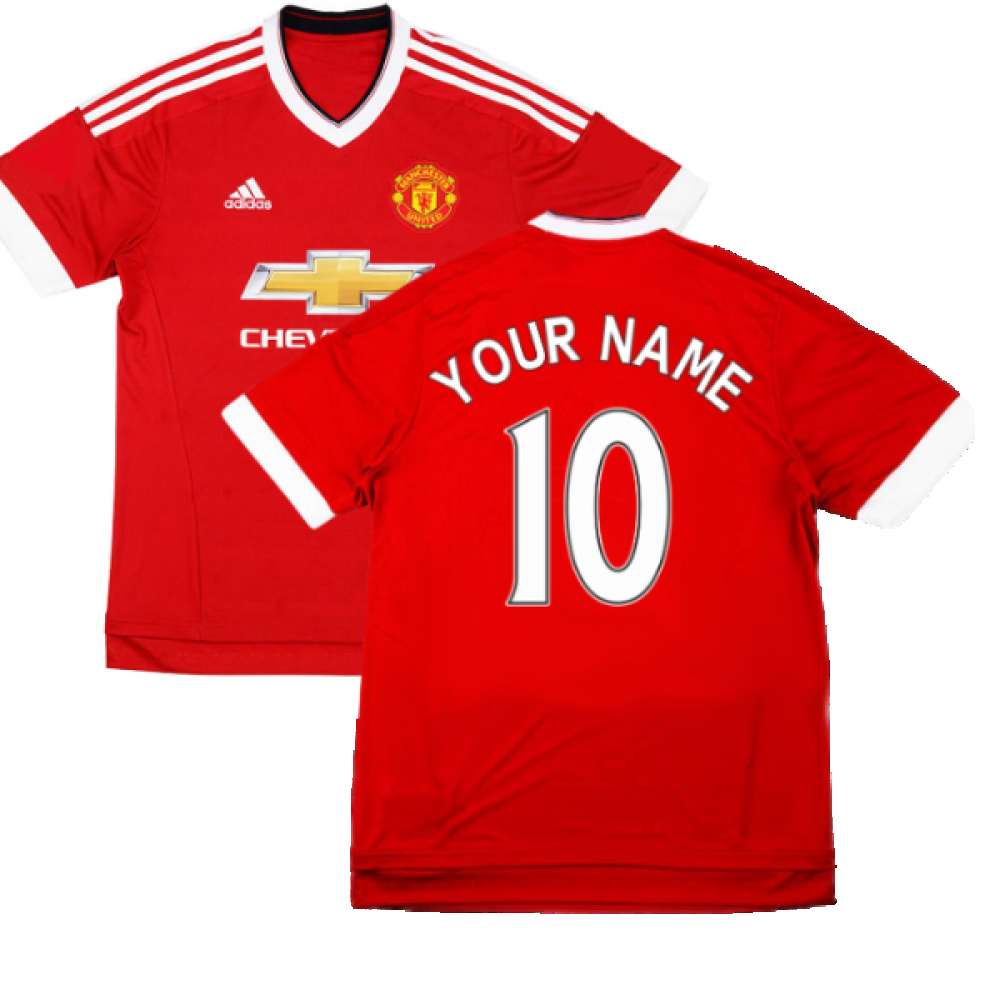 2015-2016 Man Utd Adidas Home Football Shirt ((Excellent) S) (Your Name)