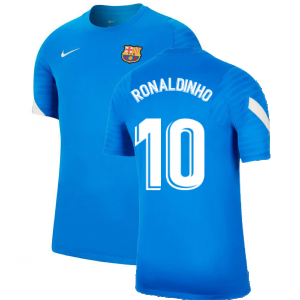 2021-2022 Barcelona Training Shirt (Blue) (RONALDINHO 10)_0