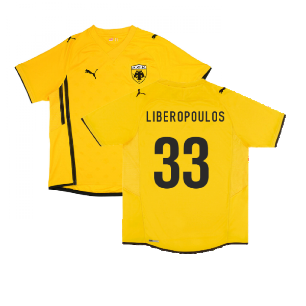 AEK Athens 2009-10 Home Shirt ((Excellent) XL) (Liberopoulos 33)_0