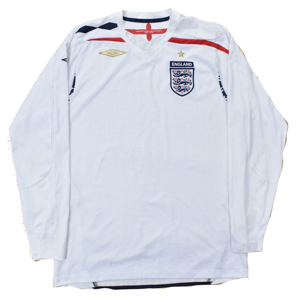 England 2007-09 Long Sleeve Home Shirt (XXL) (Very Good)