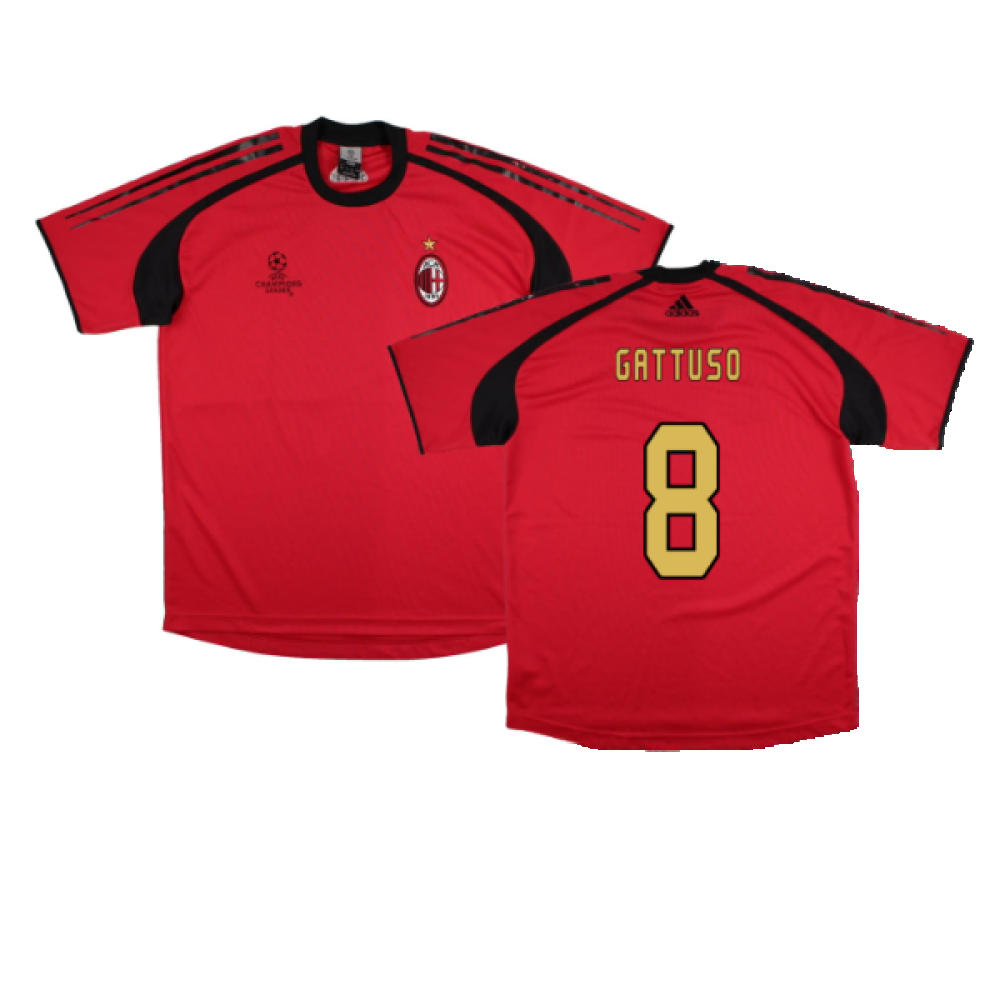 AC Milan 2004-05 Adidas Champions League Training Shirt (L) (Gattuso 8) (Very Good)_0