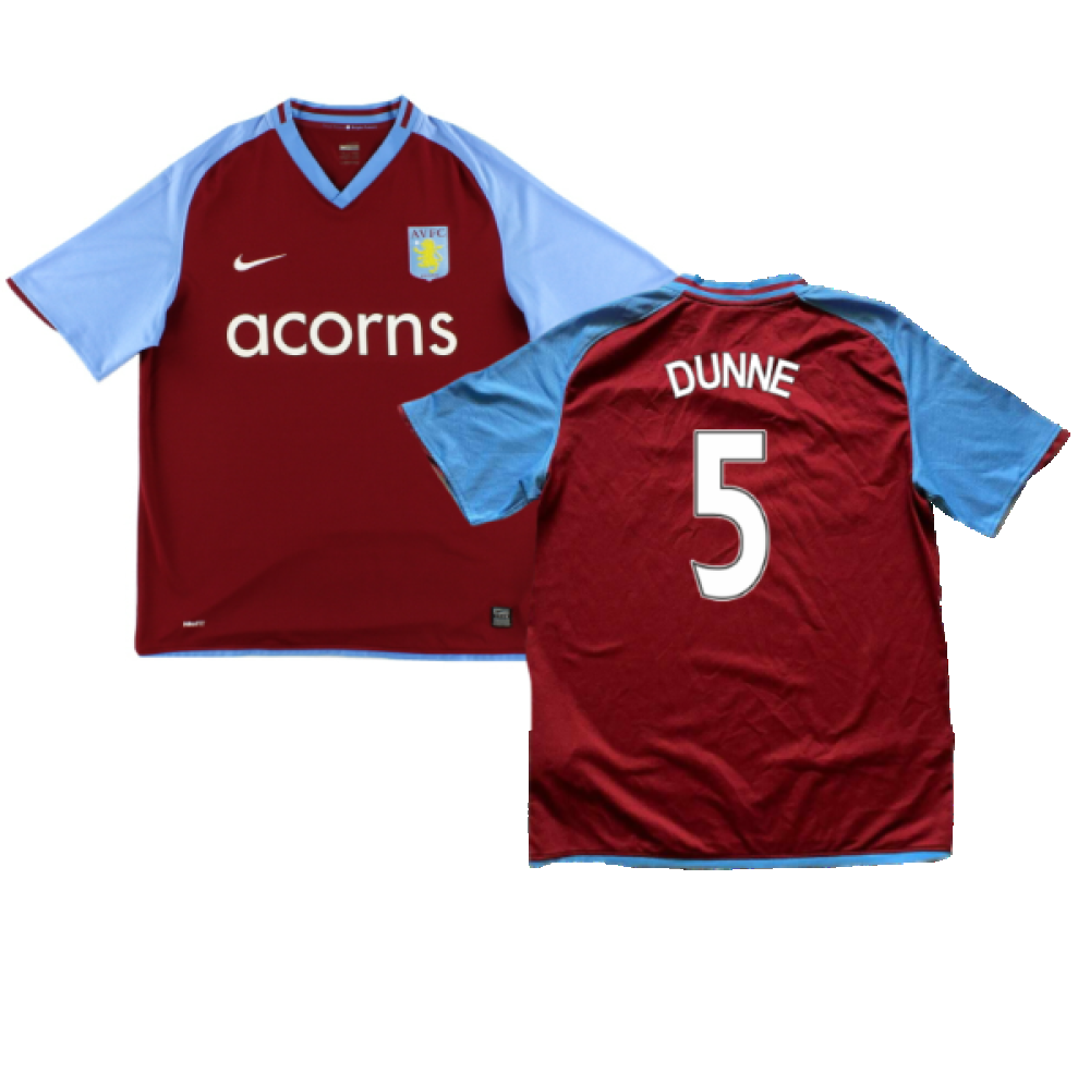 Aston Villa 2008-09 Home Shirt (M) (Dunne 5) (Mint)_0