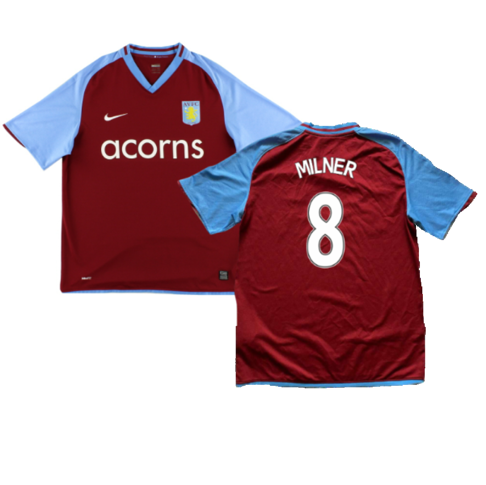 Aston Villa 2008-09 Home Shirt (M) (Milner 8) (Mint)_0