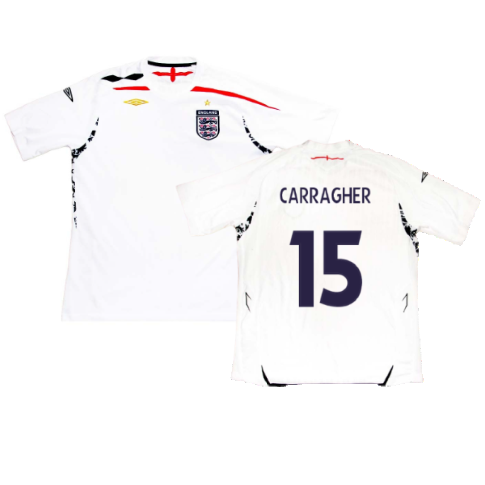 England 2007-2009 Home Shirt (XXL) (CARRAGHER 15) (Fair)_0