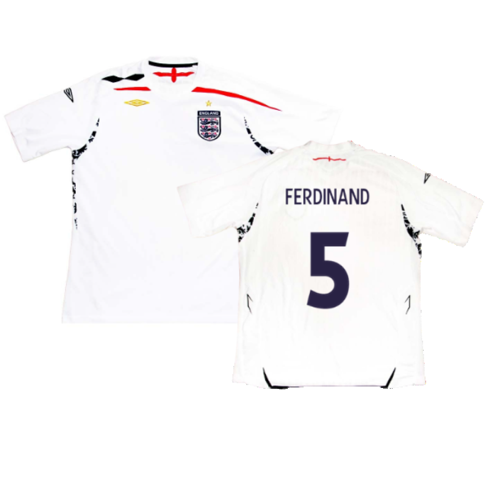 England 2007-2009 Home Shirt (XXL) (FERDINAND 5) (Fair)_0