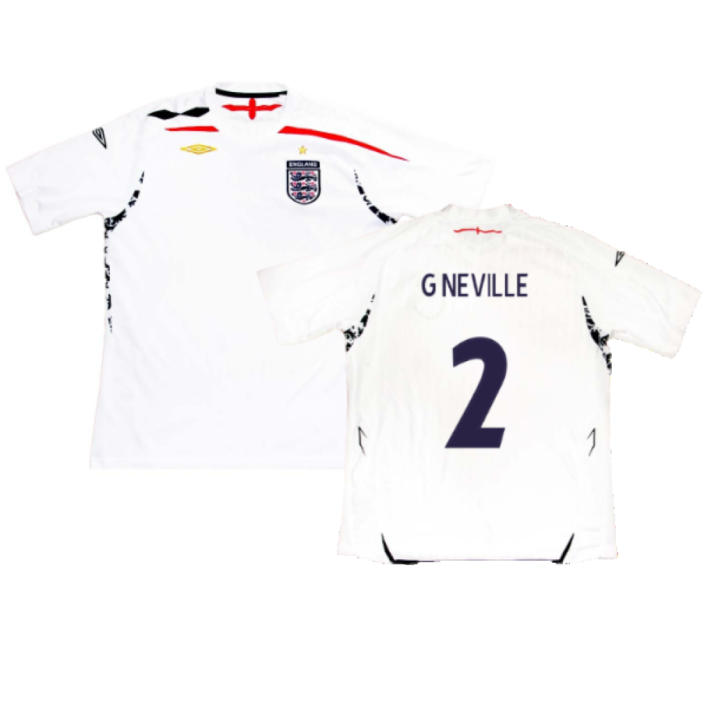 England 2007-2009 Home Shirt (XXL) (G NEVILLE 2) (Fair)_0