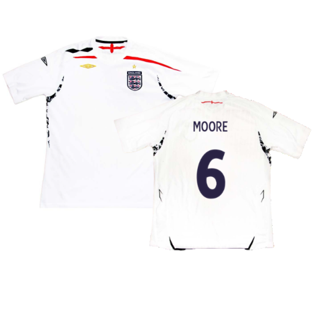 England 2007-2009 Home Shirt (XL) (MOORE 6) (Fair)_0
