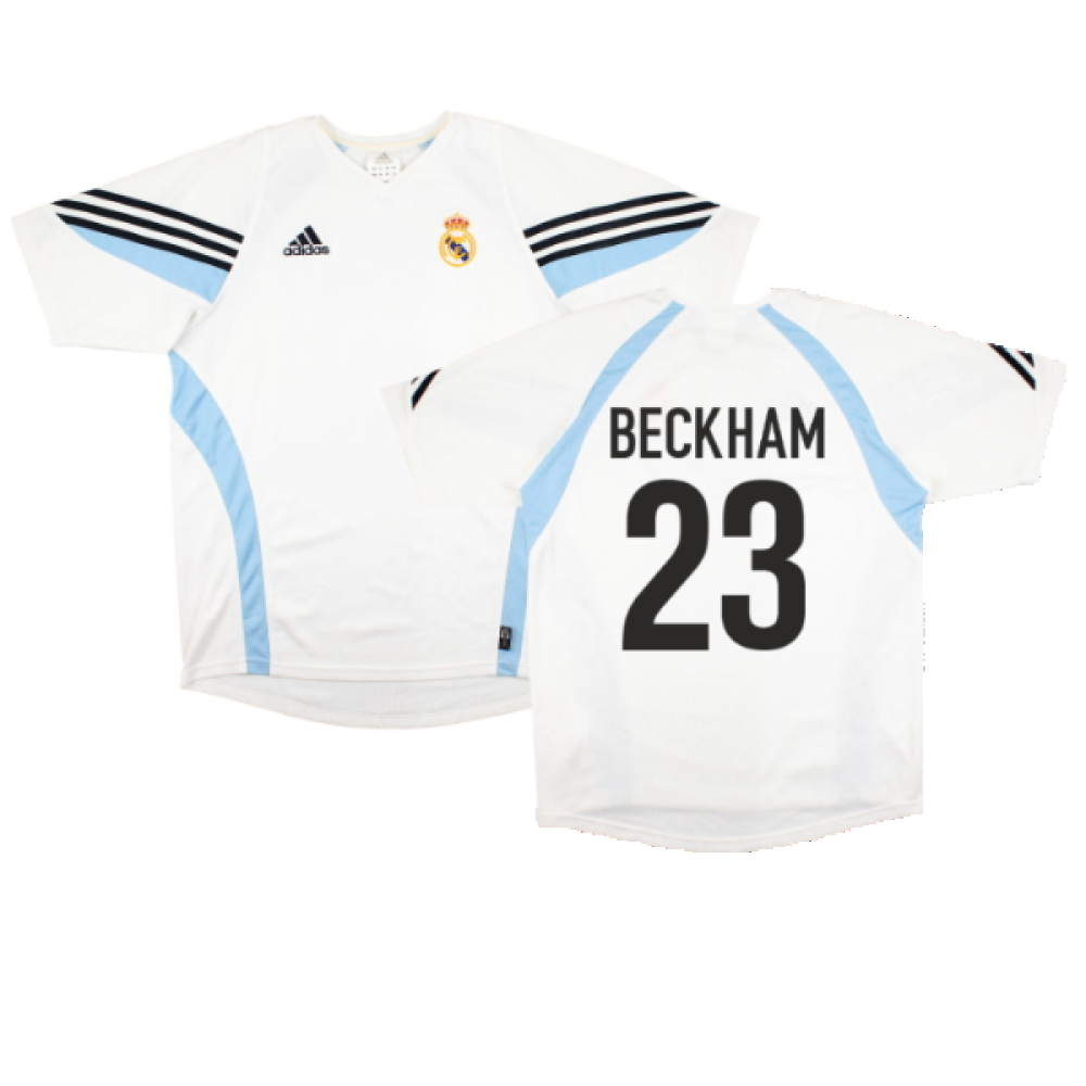 Real Madrid 2003-04 Adidas Training Shirt (L) (BECKHAM 23) (Excellent)_0