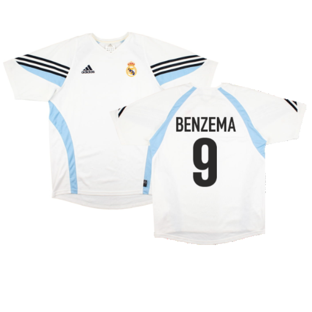 Real Madrid 2003-04 Adidas Training Shirt (L) (BENZEMA 9) (Excellent)_0