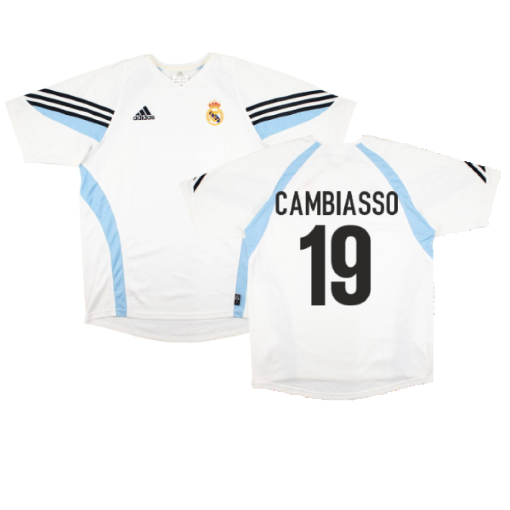 Real Madrid 2003-04 Adidas Training Shirt (L) (Cambiasso 19) (Excellent)_0